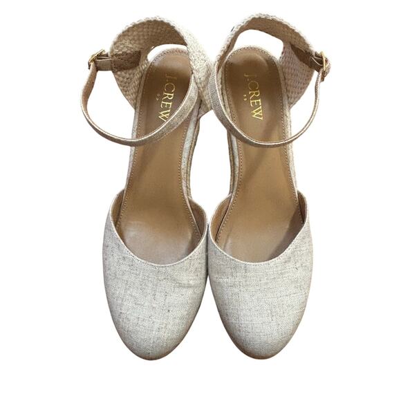 J Crew wedge heel espadrilles ankle strap high heels casual beachy heeled shoes - Picture 5 of 10